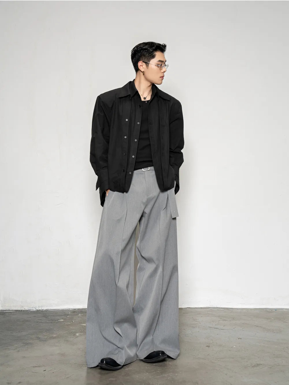 DBW Doublewin Deconstructed False Two-Layer Solid Long Sleeve Shirt