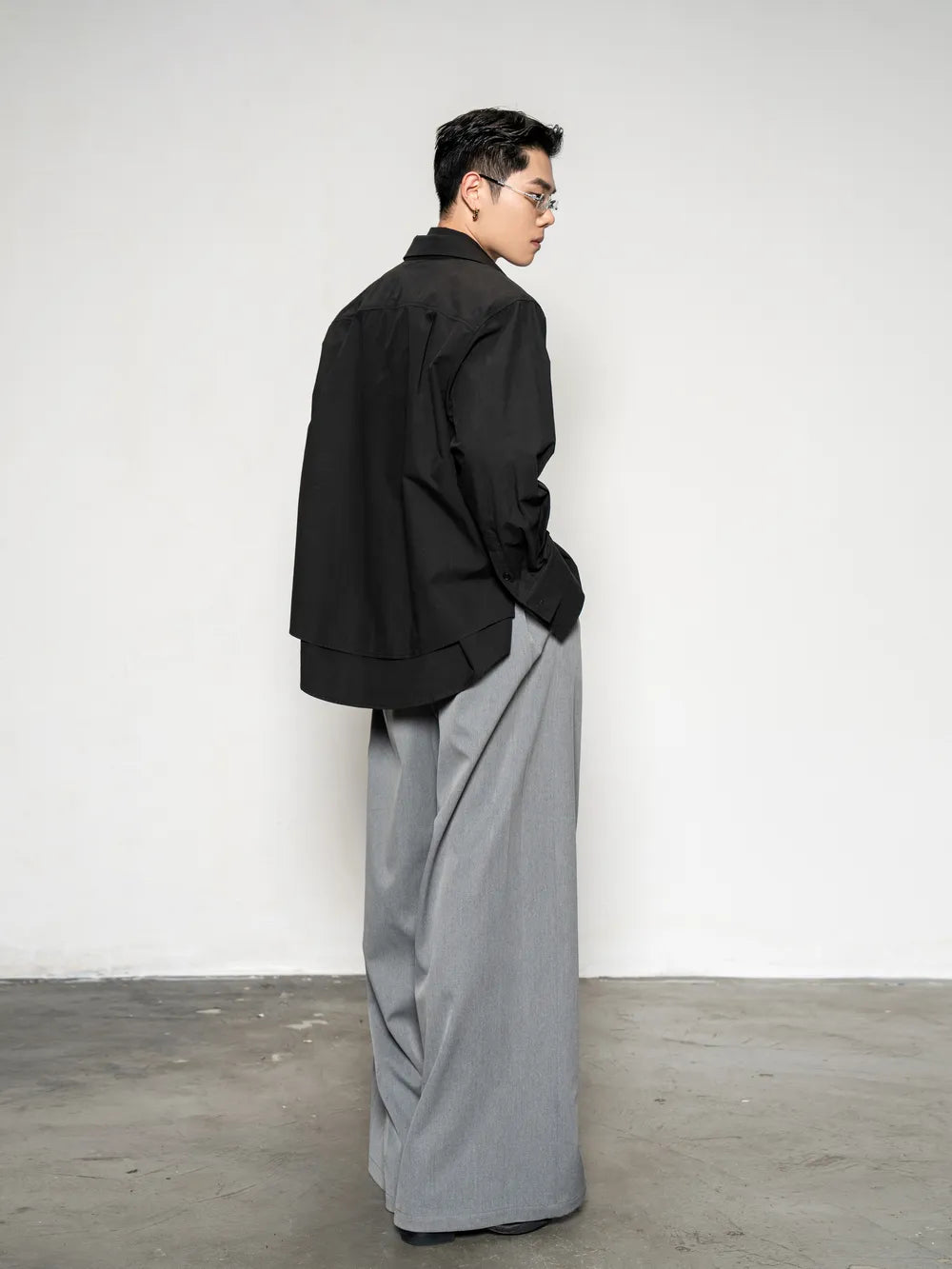 DBW Doublewin Deconstructed False Two-Layer Solid Long Sleeve Shirt