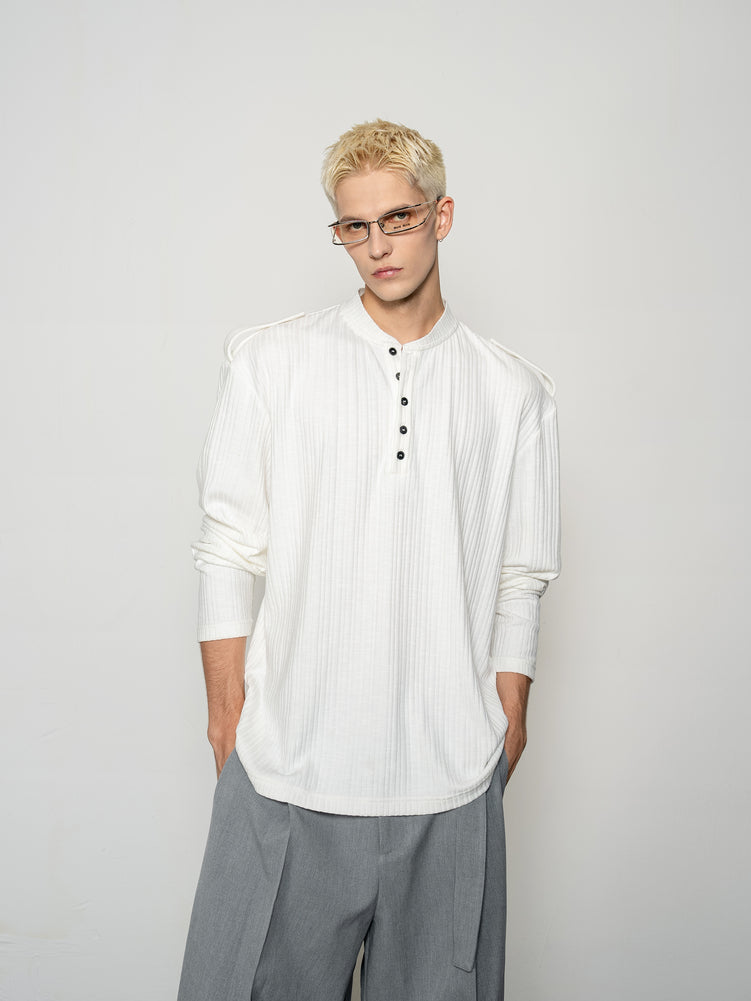 DBW Doublewin Epaulet Detail Henley Knit Shirt