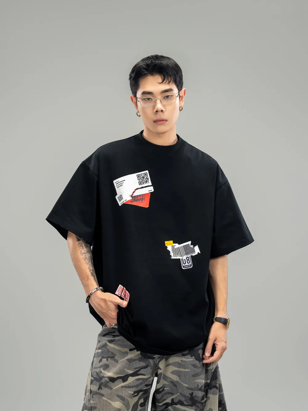 DBW Doublewin QR Code Sticker Element Print T-Shirt