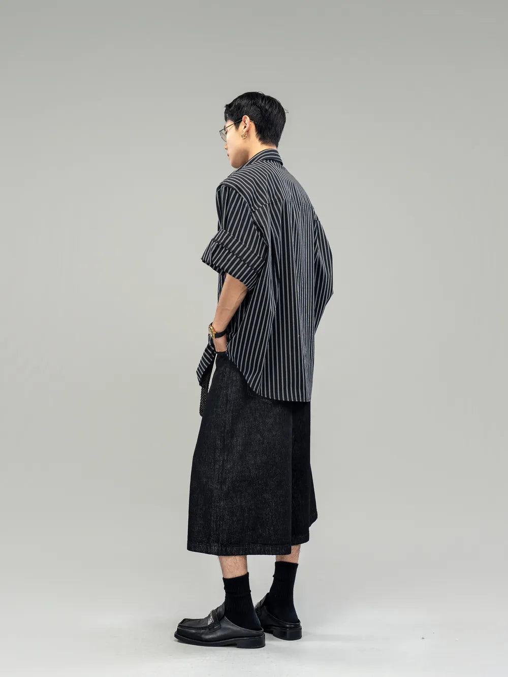 DBW Doublewin Button-Front Oversized Denim Shorts
