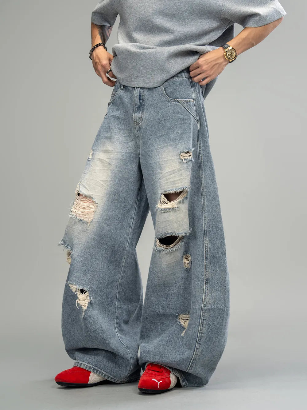 DBW Doublewin Distressed Washed Ripped Jeans