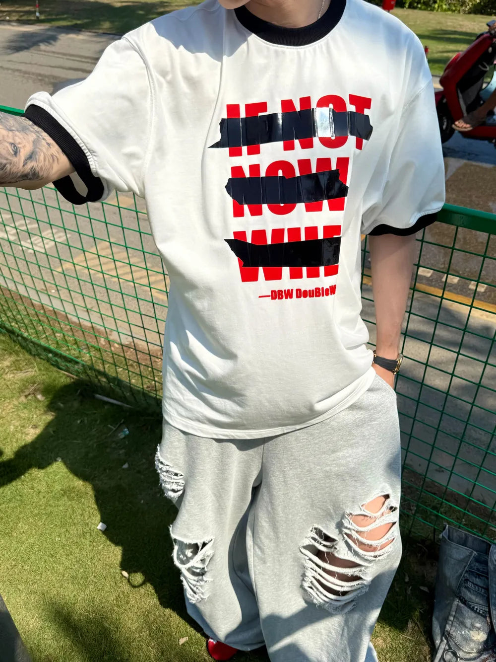 DBW Doublewin IF NOT NOW, WHEN Tape Color-Block T-Shirt