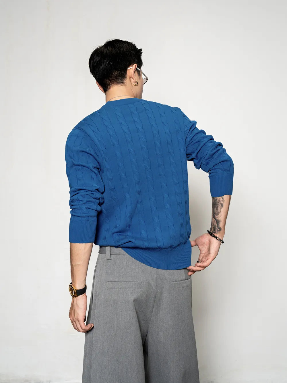 DBW Doublewin Chunky Cable Knit Henley Shirt