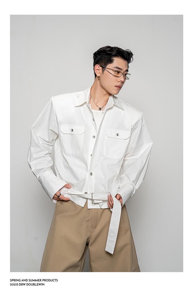 DBW Doublewin pleated textured short silhouette shirt