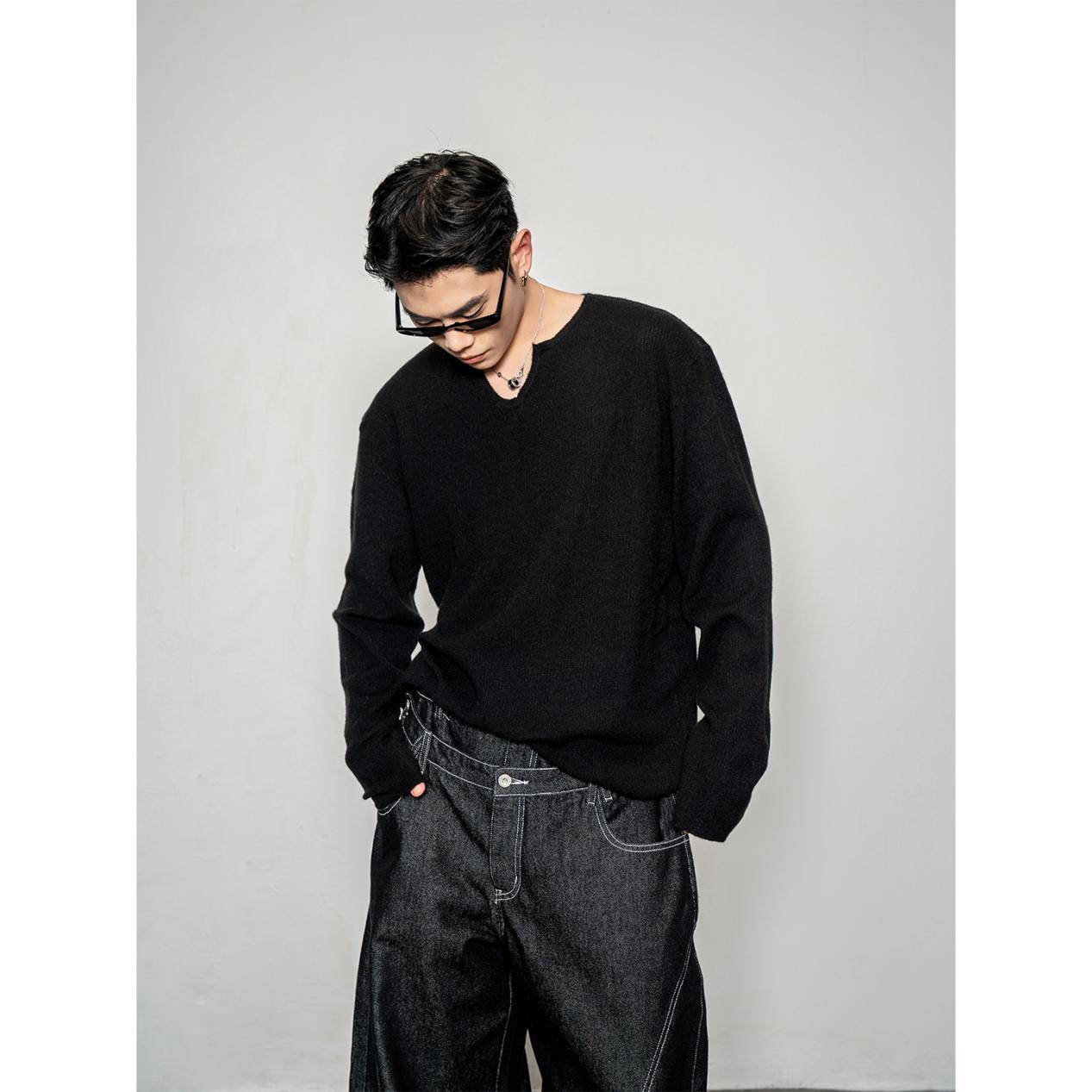DBW Doublewin lazy comfortable V-neck knitted bottoming shirt