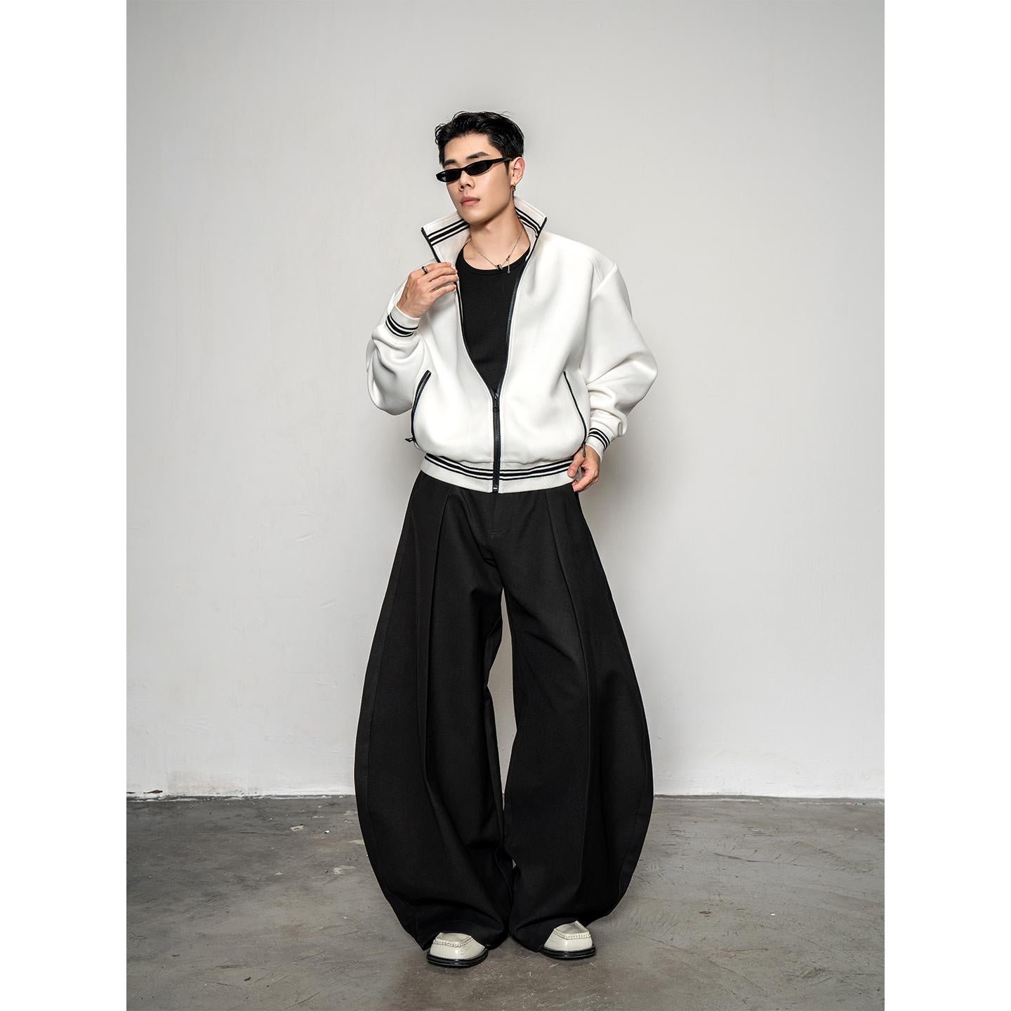 DBW Doublewin High-Neck Color-Block Zip-Up Coat