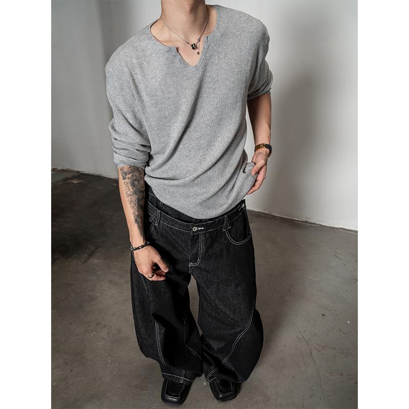 DBW Doublewin lazy comfortable V-neck knitted bottoming shirt
