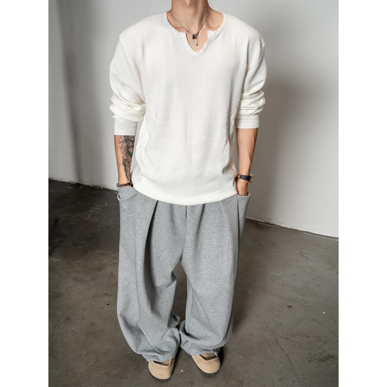 DBW Doublewin lazy comfortable V-neck knitted bottoming shirt