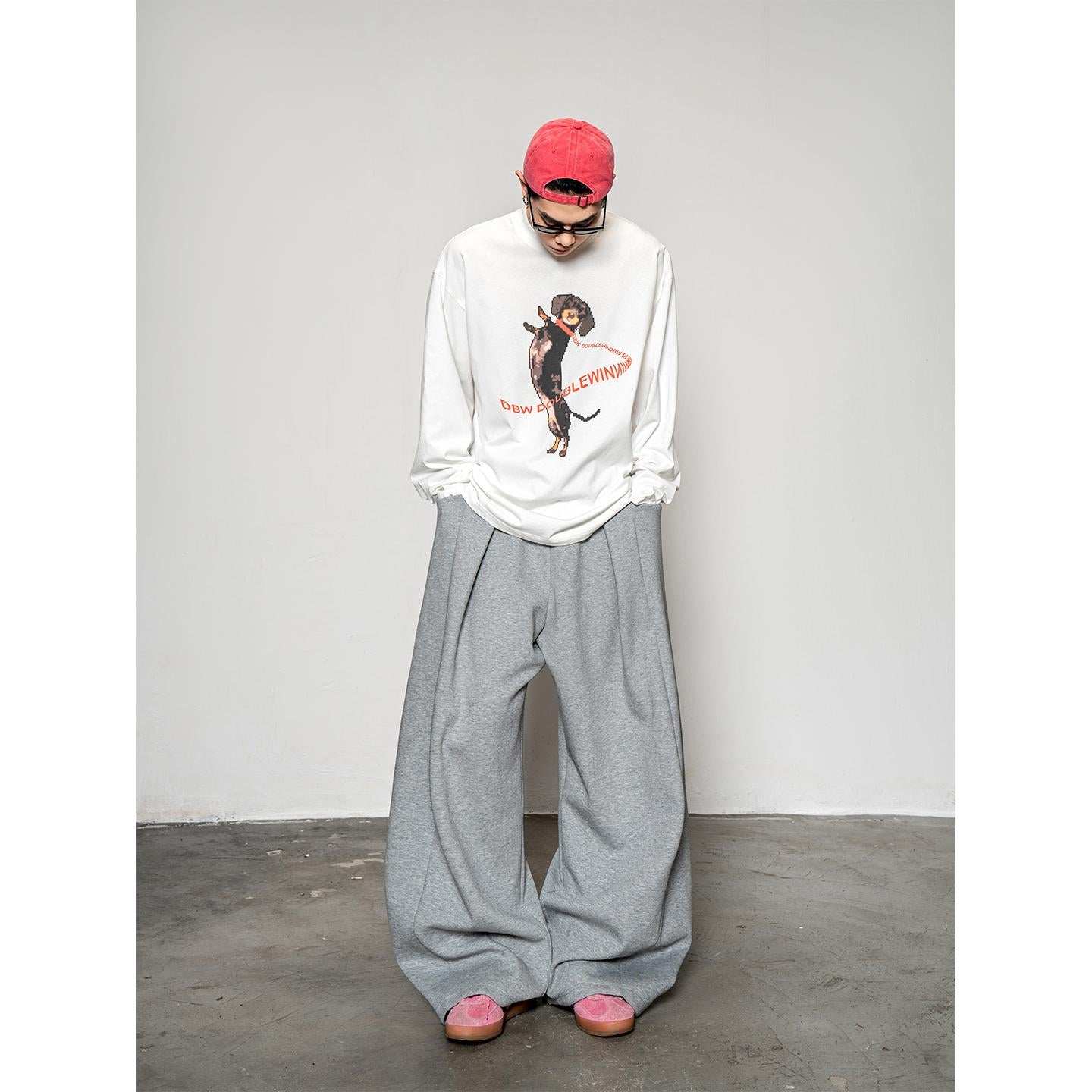 DBW Doublewin layered pleats side large pocket sweatpants