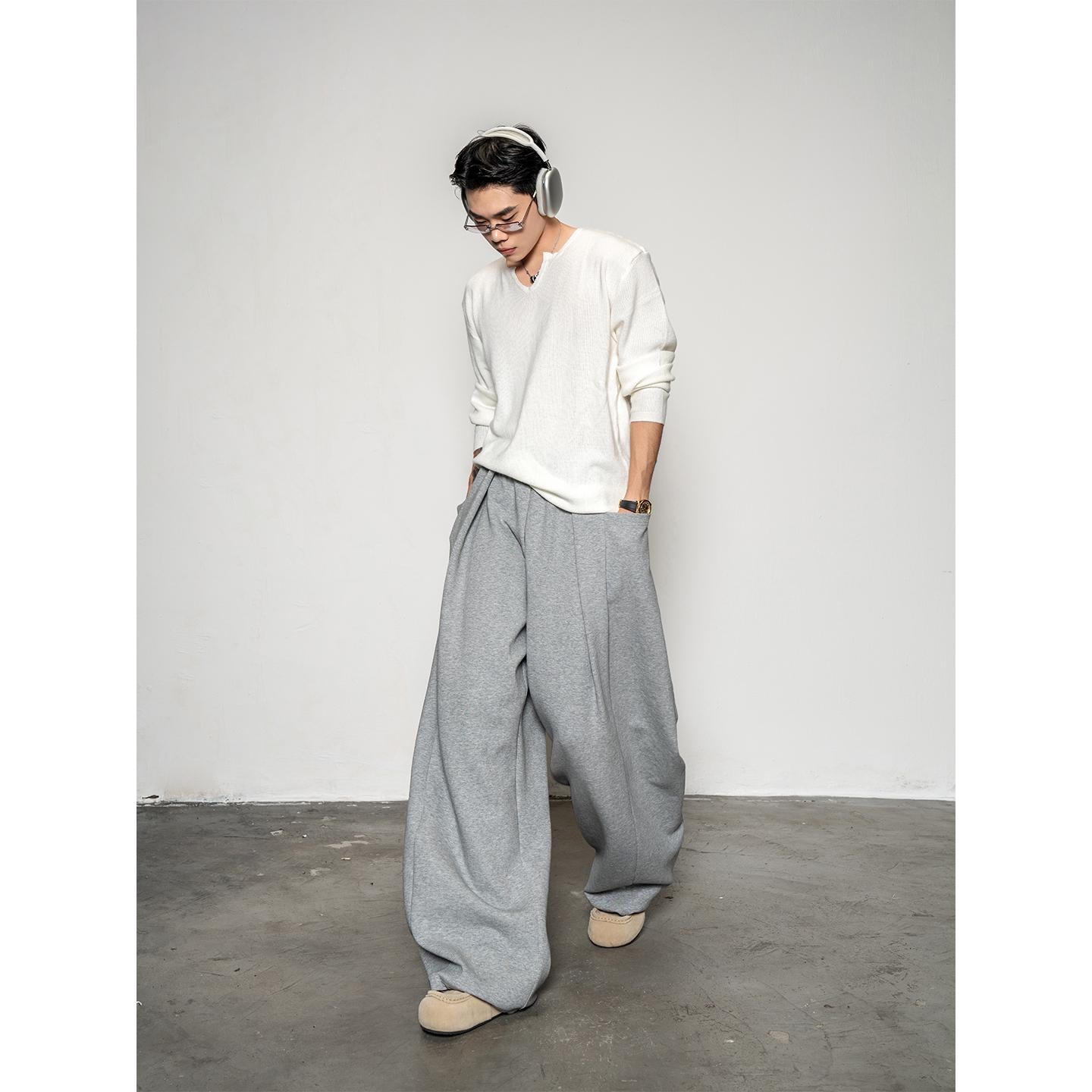 DBW Doublewin layered pleats side large pocket sweatpants