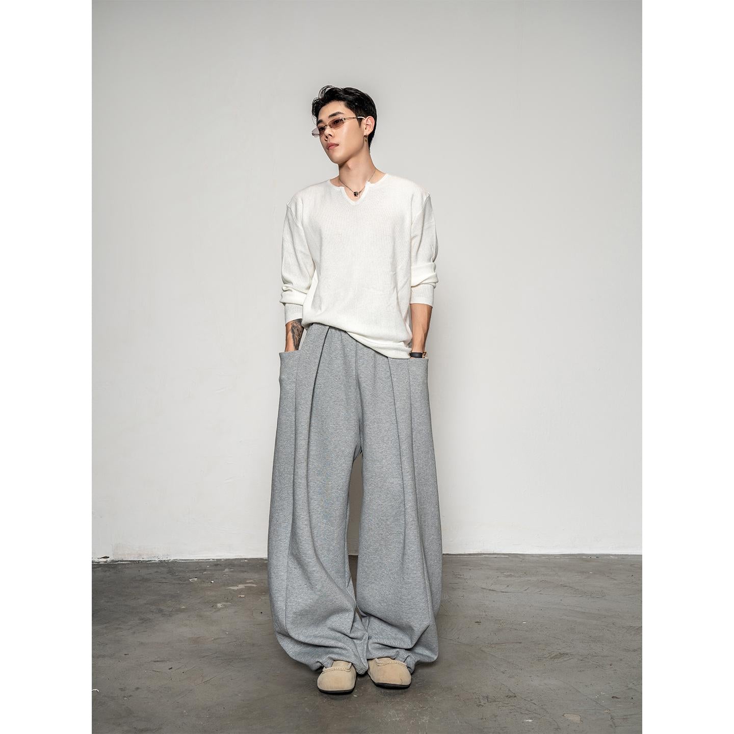 DBW Doublewin layered pleats side large pocket sweatpants