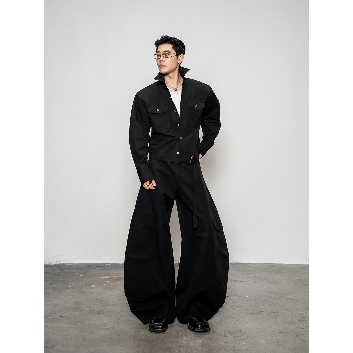 DBW Doublewin large pocket wide leg scimitar casual pants