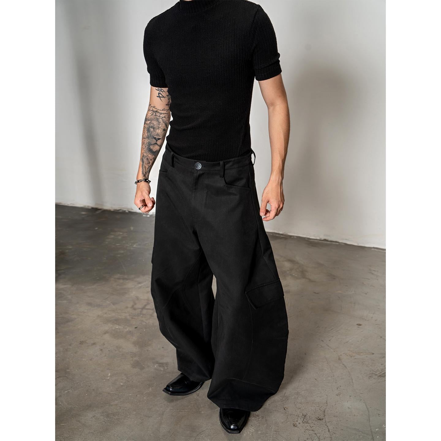 DBW Doublewin large pocket wide leg scimitar casual pants