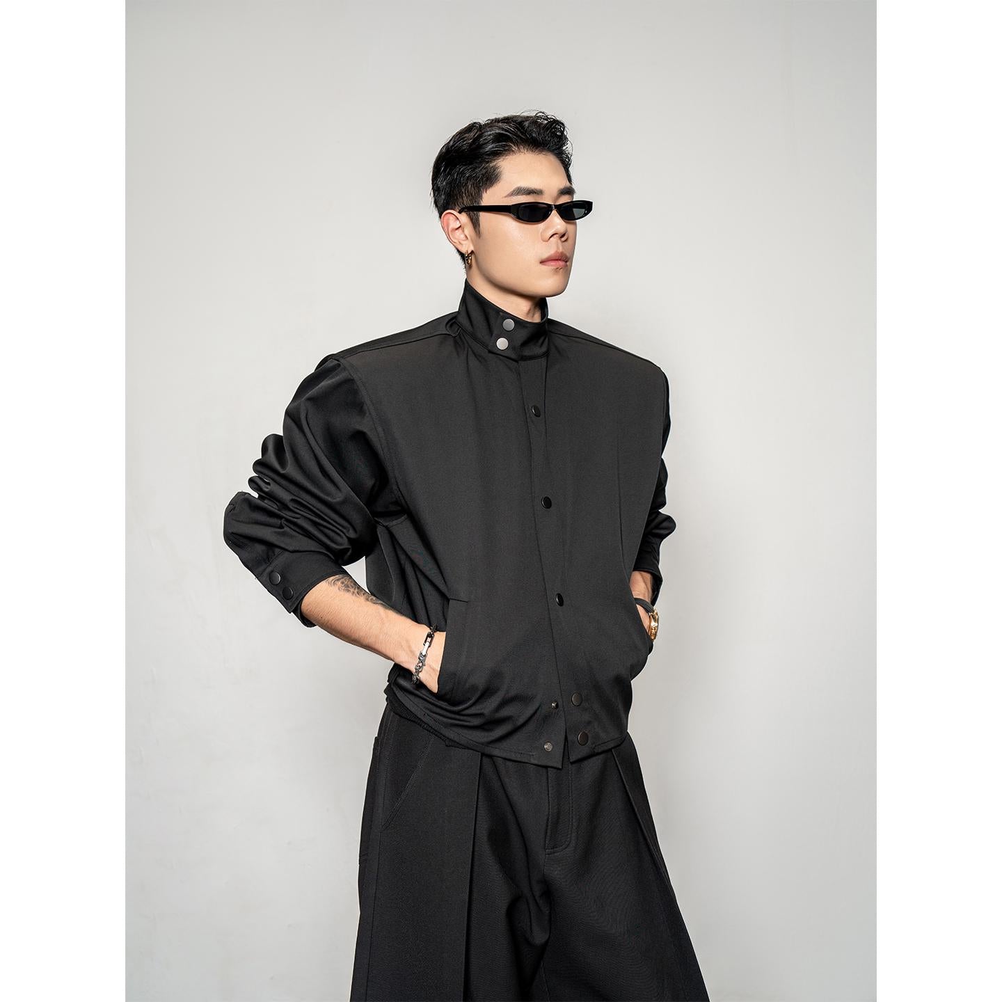 DBW Doublewin pleated textured short silhouette shirt