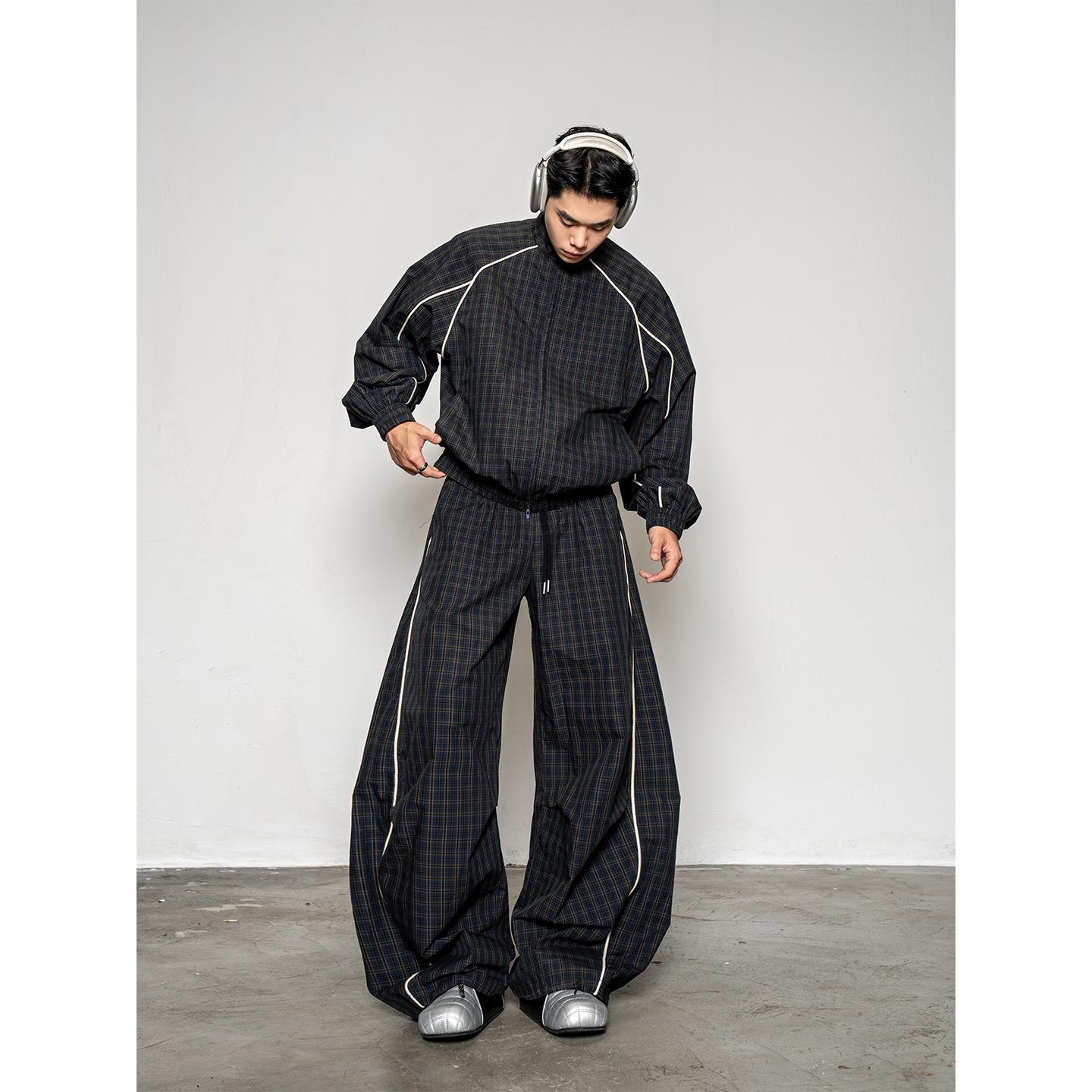 DBW Doublewin Retro Color-Block Outline Check Oversized Sport Set