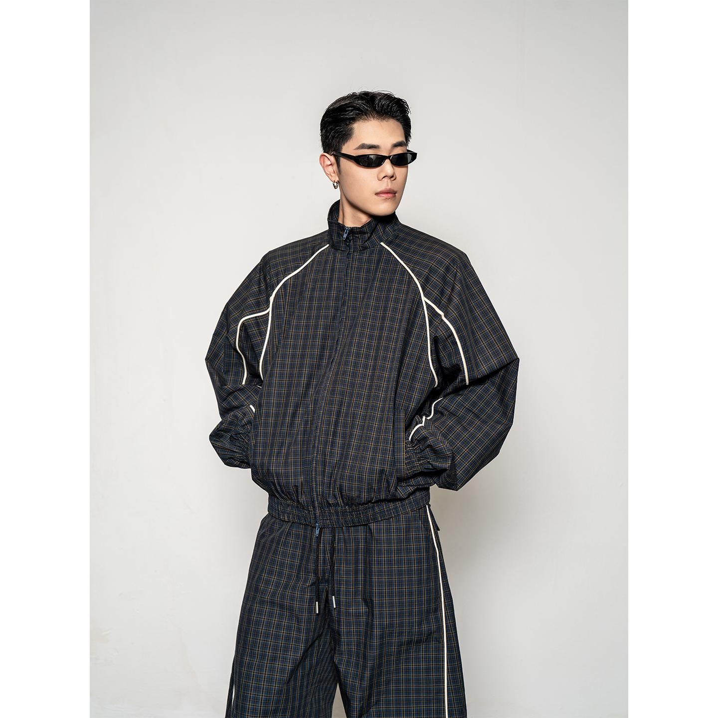 DBW Doublewin Retro Color-Block Outline Check Oversized Sport Set