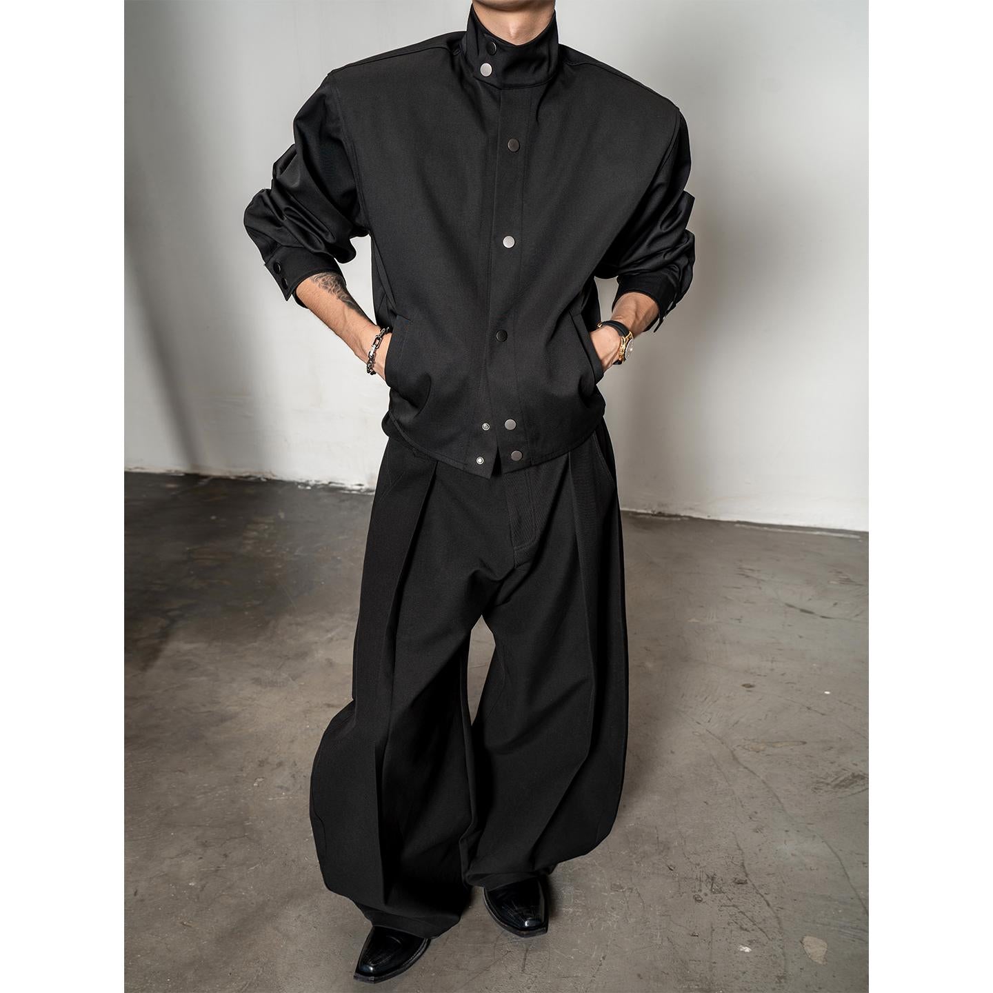 DBW Doublewin pleated textured short silhouette shirt
