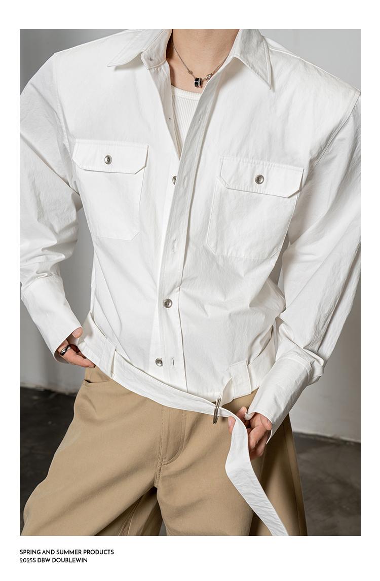 DBW Doublewin pleated textured short silhouette shirt